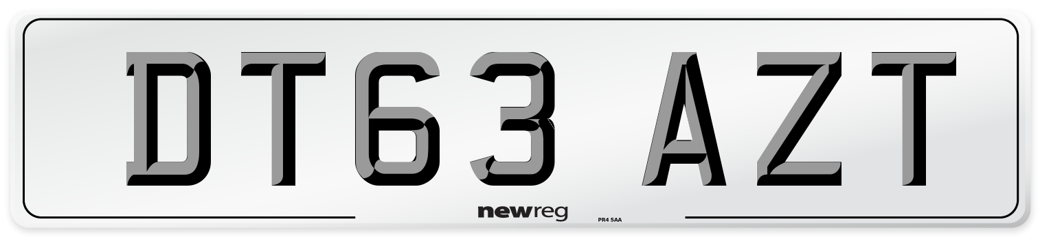 DT63 AZT Number Plate from New Reg